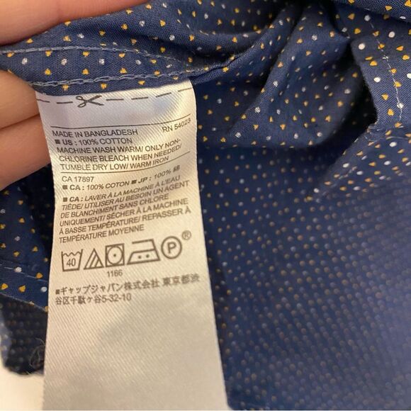 Banana republic 100% cotton soft wash standard fit button up shirt micro print L - Picture 7 of 8